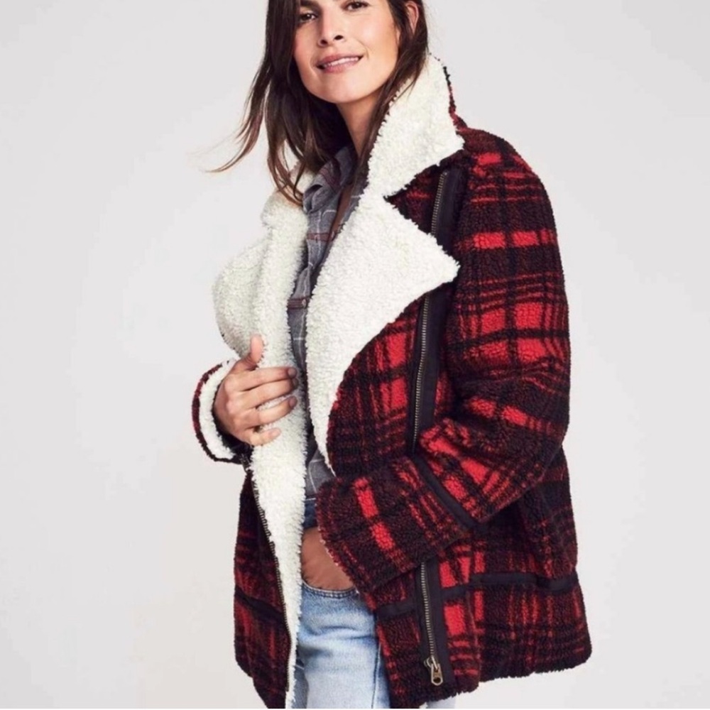 Faherty Red and Black Teddy Jacket
